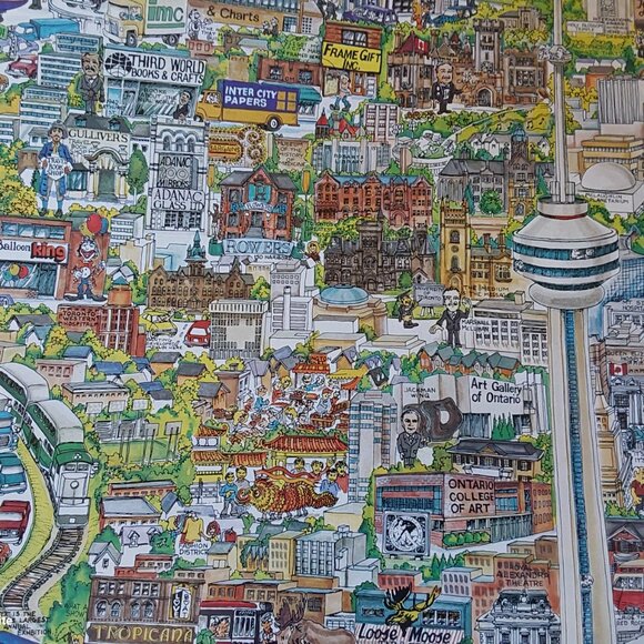 Vintage 1989 Toronto poster by Tom Dodds landmarks and businesses 101 x 71 cm - Picture 10 of 12
